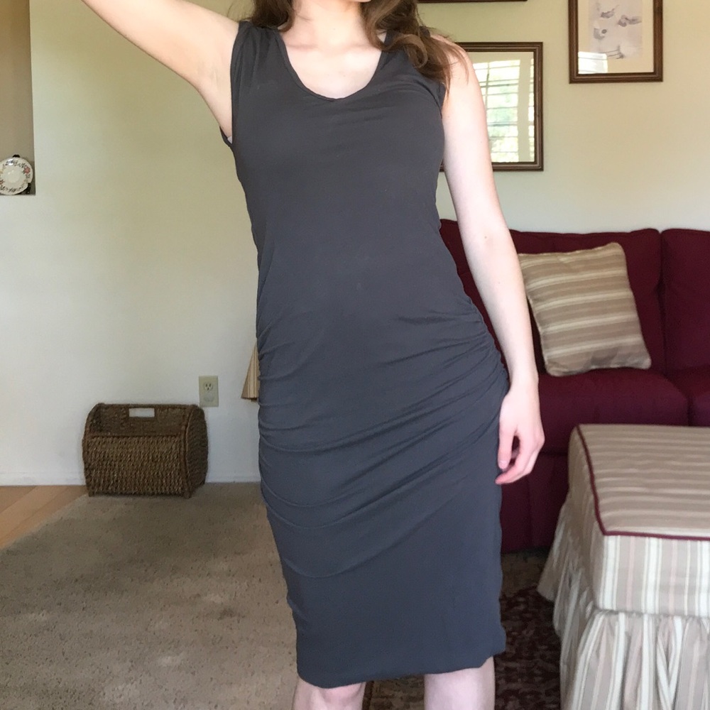 James Perse Ruched V-Neck Dress